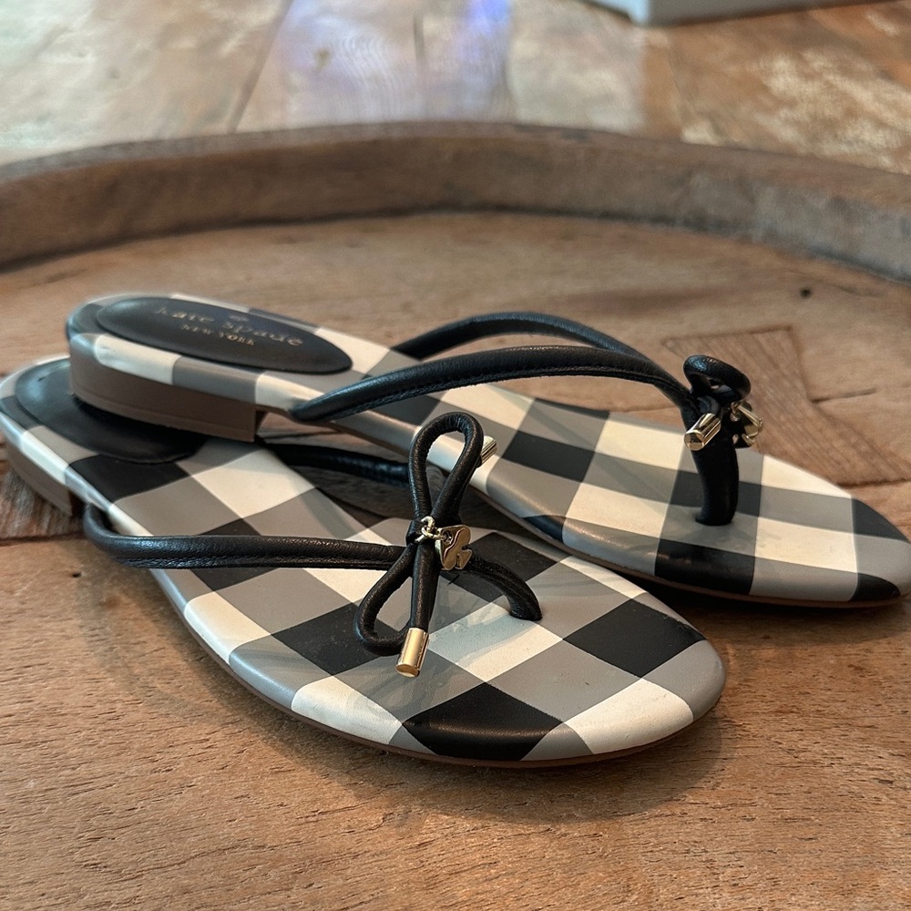 Kate Spade Black and White Plaid Sandals